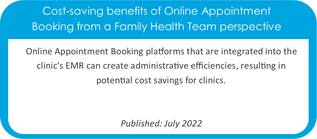 Cost-saving benefits of Online Appointment Booking from a Family Health Team perspective